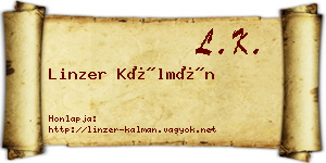 Linzer Kálmán névjegykártya